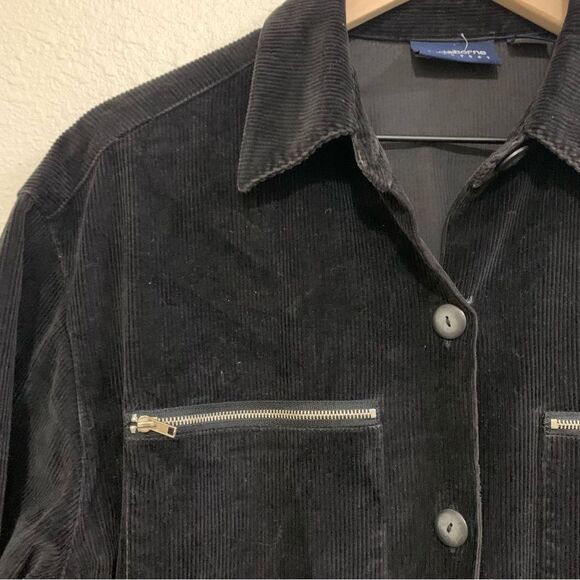 LIZ CLAIBORNE LIZSPORT VINTAGE SHIRT JACKET WOMEN’S S BLACK CORDUROY POCKETS. - Picture 3 of 15